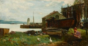 Mending the Nets, Ardrishaig (olie på lærred)