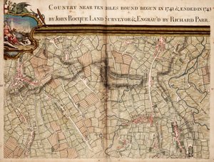 Kort over Highgate, Kentish Town, Holloway, Tottenham og Newington af John Rocque
