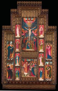 Design til genoptagelser i Holy Trinity Church, Firenze, i gotisk genoplivningsramme af Bernini fra Firenze af John Roddam Spencer Stanhope