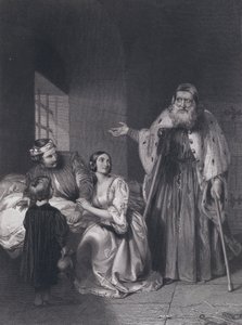 Francesco Foscari, doge af Venedig, afsiger eksildommen over sin søn Giacopo (gravering)