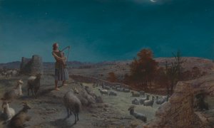 David, Israels fremtidige konge, mens han var hyrde i Betlehem af John Rogers Herbert