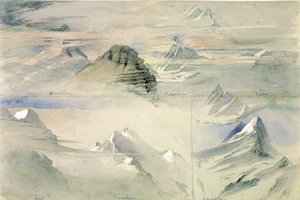 Alpine Peaks: Jungfrau og andre, 1846 af John Ruskin