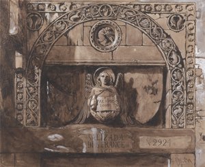 Dørhoved til Palazzo Contarini della Porta di Ferro (pen, blæk, vask og bc på papir) af John Ruskin