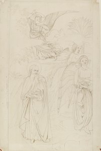 Tegning af Abrahams afsked med englene fra Benozzo Gozzoli, 1845 af John Ruskin