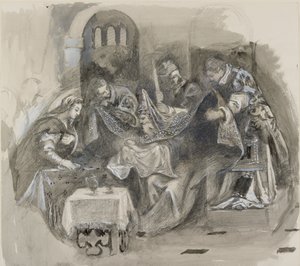 Tegning af Tintorettos omskæring i Scuola Grande di San Rocco, august 1869 af John Ruskin
