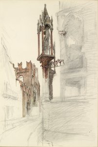 Studie af en niche omkring Cansignorio della Scalas grav i Verona, 1869 af John Ruskin