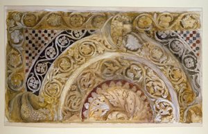 Undersøgelse af et panel om døbefonten i Pisa af John Ruskin