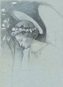 Studie af englen Gabriels hoved i Filippo Lippis 