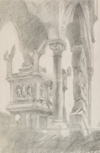 Studie af Mastino II della Scalas grav i Verona, c1869. af John Ruskin