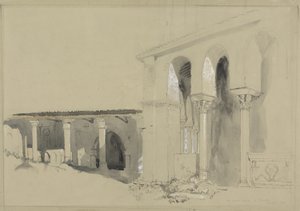 The Great Square at Torcello, 1850 (pen, blæk og vask over grafit med gouache på brunt vævet papir) af John Ruskin