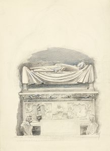 Sarkofagen og billedbilledet af graven Cangrande I della Scala, Verona, 21. maj-1. juli 1869 (grafit, akvarel og kropsfarve på vævet papir) af John Ruskin