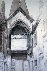 Graven af Cangrande I, Santa Maria Antica, Verona (blyant og akvarel på papir) af John Ruskin