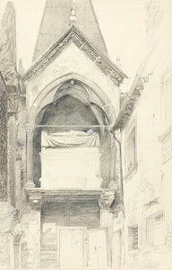 Graven af Cangrande I della Scala, Verona, 28. maj-29. juni 1869 (grafit, akvarel og kropsfarve på vævet papir) af John Ruskin