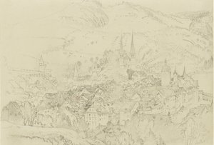 Udsigt over Luzern fra oven, oktober - december 1861. af John Ruskin