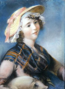 Pige med gris (pastel)