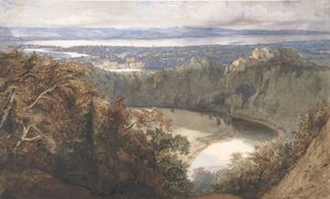Udsigt over Chepstow, Wales, 1834.