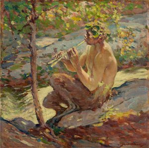 Faun, slutningen af det 19. århundrede til begyndelsen af det 20. århundrede (olie om bord) af John Scott Williams