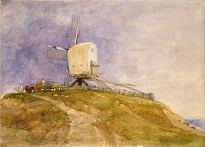 A Windmill on a Hill at Eye, Suffolk, begyndelsen af det 19. århundrede af John Sell Cotman