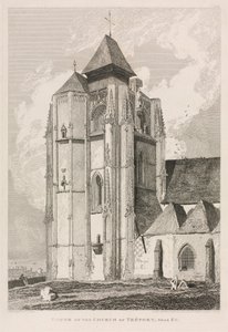 Normandiets arkitektoniske antikviteter (Vol. II), Pl. 66: Tower of the Church of Tréport, nær Eu af John Sell Cotman