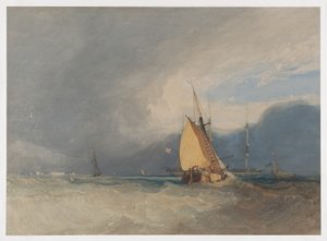 Både ud for kysten, storm på vej af John Sell Cotman