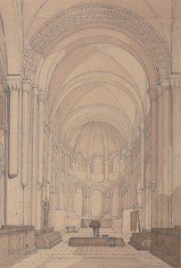 East End af Abbey Church of Saint Georges de Bocherville, nær Rouen, Normandiet af John Sell Cotman