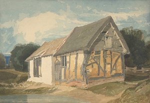 Gårdbygning ved en Dam, 1808-11. af John Sell Cotman