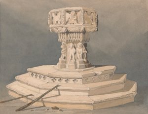Font i Happisburgh Church, Norfolk af John Sell Cotman