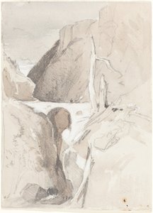 Kløft med træstubbe af John Sell Cotman