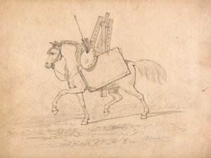 Hest fyldt med kunstnerudstyr af John Sell Cotman