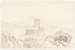 Landskab med kirke af John Sell Cotman