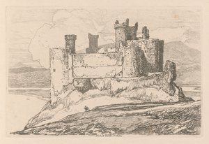 Liber Studiorum: Plade 25, Harlech Castle, N. Wales af John Sell Cotman