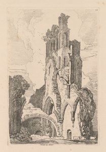 Liber Studiorum: Plade 34, Llanathony Abbey, Monmouthshire, 1838 af John Sell Cotman