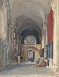 Norwich Katedral: Interiør af korets nordlige sideskib, set mod øst af John Sell Cotman