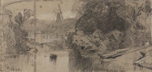 River Landscape, Sandsynligvis nær Thorpe, Norfolk af John Sell Cotman
