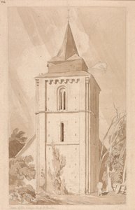 Tårnet i landsbykirken Saint Maclou, Normandiet af John Sell Cotman
