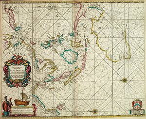 Et kort over den østligste del af Ostindien med alle de tilstødende øer fra Kap Comorin til Japan. af John Seller