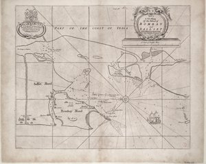 Kort over Bombay og Sallset af Samuel Thornton, hydrograf for det østindiske kompagni, udgivet første gang ca. 1685 af John Seller