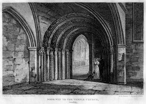Døråbning til Temple Church, London, 1815.