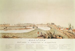 Manitoba, viser en handelsstation fra Hudson Bay Company, 1871