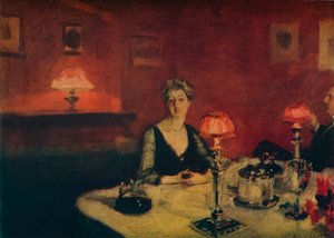 Et middagsbord om natten, 1884. af John Singer Sargent