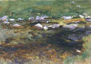 Brook and Meadow, ca. 1907 (wc, gouache og grafit på hvidt vævet papir) af John Singer Sargent