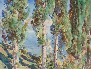 Korfu: Cypresser af John Singer Sargent