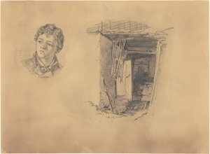 Hoved af en dreng; og indgangen til en hytte af John Singer Sargent