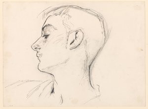 Hoved af en ung mand (Albert de Belleroche) i profil af John Singer Sargent
