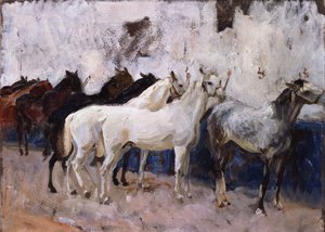 Heste i Palma, Mallorca, Spanien, 1908 af John Singer Sargent