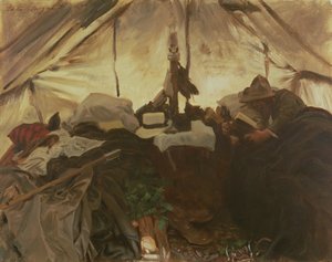 Inde i et telt i de canadiske klippebjerge, 1916 af John Singer Sargent