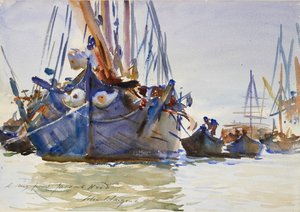 Italienske sejlskibe ved anker, c1904-1907 af John Singer Sargent