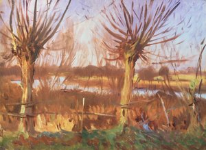Landskab med træer, Calcot-on-the-Themsen af John Singer Sargent