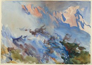 Mountain Fire, ca. 1906-1907 (uigennemsigtig og gennemsigtig akvarel) af John Singer Sargent