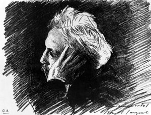 Portræt af Gabriel Fauré (1845 - 1924), fransk komponist. Charcoal af hans ven John Singer Sargent (1898). af John Singer Sargent